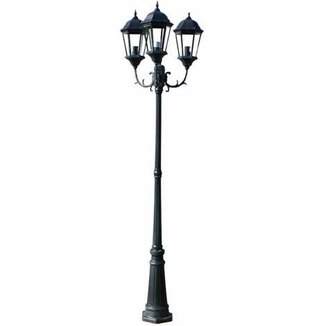 vidaXL Garden Light Post 3-arms 230 cm Dark Green/Black Aluminium