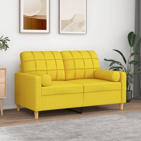vidaXL Throw Pillows 2 pcs Light Yellow Ø15x50 cm Fabric
