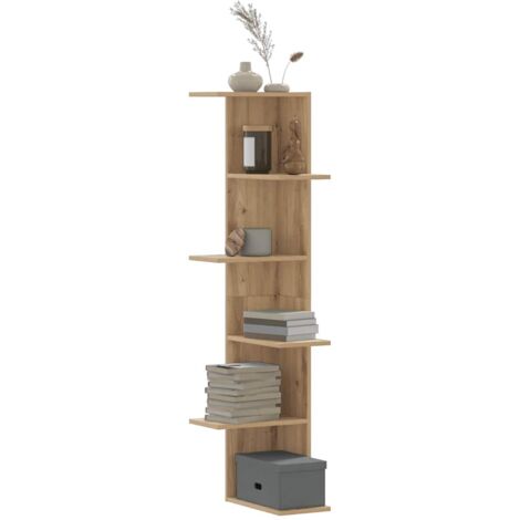 vidaXL Wand-Eckregal Artisan-Eiche 36,5x36,5x140 cm Holzwerkstoff