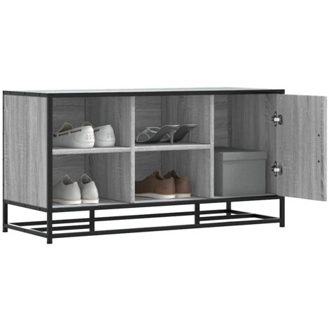 vidaXL Shoe Bench Grey Sonoma 100x40x53,5 cm Engineered Wood and Metal
