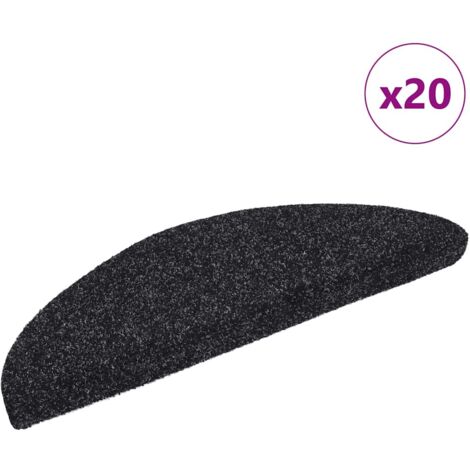 vidaXL Stufenmatten Selbstklebend 20 Stk. Schwarz 56x17x3 cm