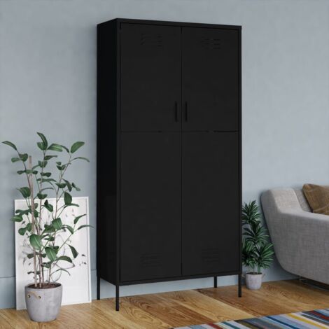 vidaXL Kleiderschrank Schwarz 90x50x180 cm Aus Durable Stahl