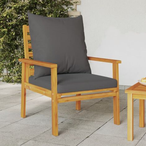 Gartenstuhl Set von 2 mit Kissen aus massivem Akazienholz