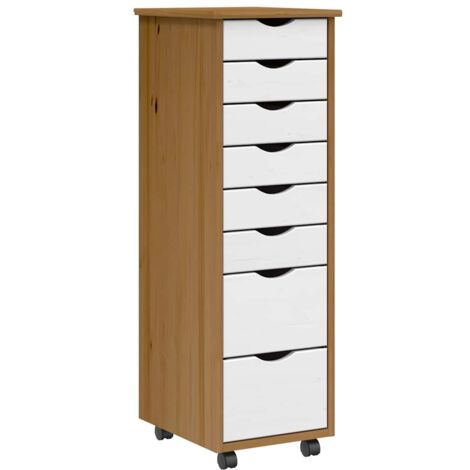 Rollschrank mit Schubladen MOSS Honigbraun Massivholz Kiefer vidaXL