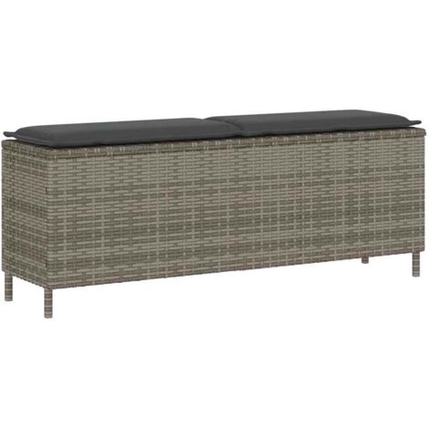 vidaXL Garden Bench with Cushion Grey 110x30x40,5 cm Poly Rattan