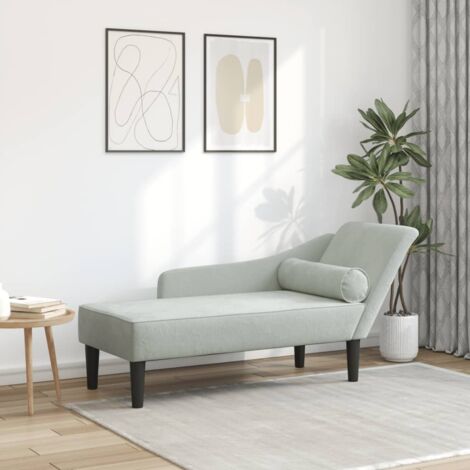 Chaiselongue mit Kissen Hellgrau Samt vidaXL960004