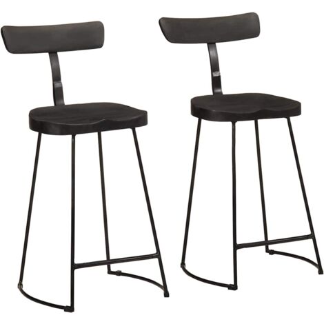 vidaXL Barhocker 2 Stk. Schwarz 49x43x88 cm Mango Massivholz