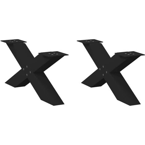 vidaXL Couchtischbeine X-Form 2 Stk. Schwarz 70x(30-31) cm Stahl