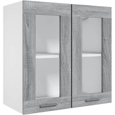 vidaXL Hanging Glass Cabinet "Lyon" Grey Sonoma 60x31x60 cm Engineered Wood