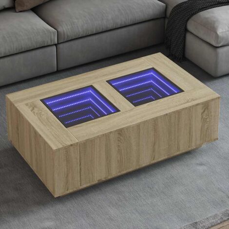 Couchtisch mit unendlichem LED-Spiegel Sonoma Eiche 116x69x40 cm
