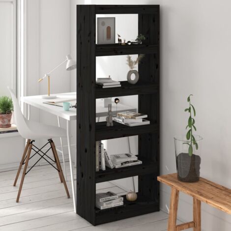 vidaXL Book Cabinet/Room Divider Black 60x30x167,5 cm Solid Wood Pine