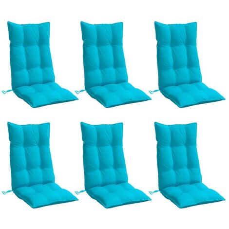 vidaXL Highback Chair Cushions 6 pcs Turquoise Oxford Fabric