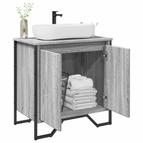 vidaXL Waschbeckenunterschrank Grau Sonoma 60x35x60 cm Holzwerkstoff