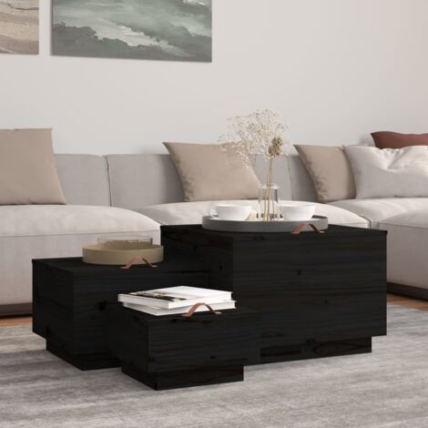 vidaXL Aufbewahrungsboxen mit Deckeln 3 Stk. Schwarz Massivholz Kiefer (1/5)