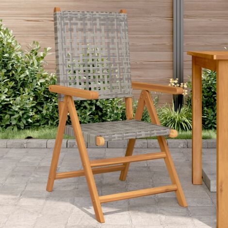Gartenstühle Set von 2 grau, massivem Akazienholz und Rattan