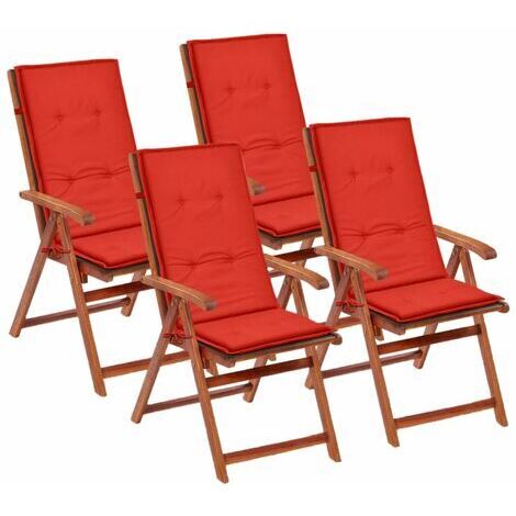 vidaXL Gartenstuhlauflagen für Hochlehner 4 Stk. Rot 120x50x3 cm Stoff
