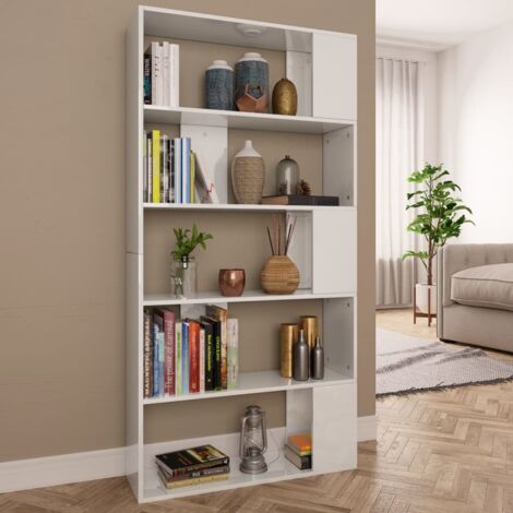 vidaXL Bücherregal Weiß Hochglanz 80x24x159 cm
