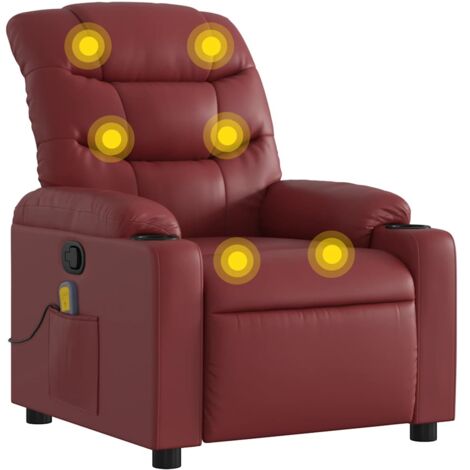 vidaXL Massagesessel Weinrot Kunstleder