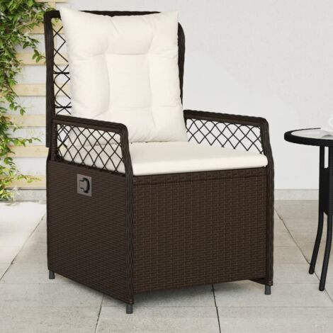 vidaXL Reclining Garden Chairs 2 pcs Brown Poly Rattan