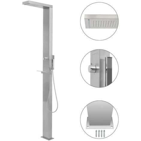 vidaXL Gartendusche Edelstahl Quadratisch