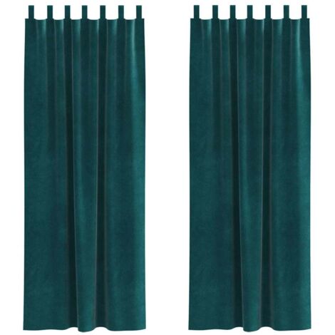 Vorhänge mit Vorhängen 2 pcs Dunkelgrün 140 x 260 cm Samt vidaXL