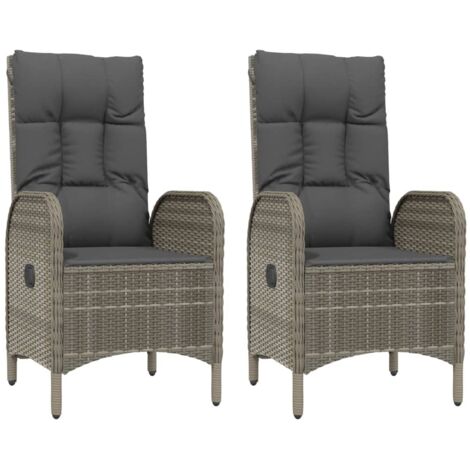 Gartenstühle 2 Stk. Poly Rattan Grau vidaXL