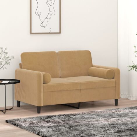 vidaXL Throw Pillows 2 pcs Brown Ø15x50 cm Velvet