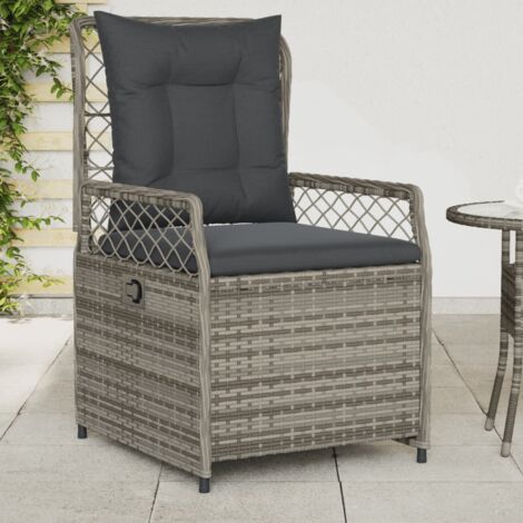 vidaXL Gartenliegestühle Set von 2 grau geflochtene Poly-Rattan