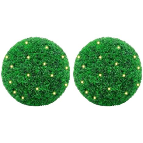 vidaXL Artificial Boxwood Balls with LED Lights 2 pcs Green 27 cm (1/5)