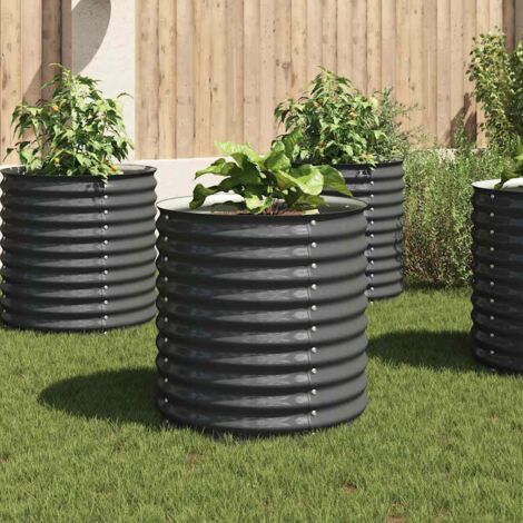 vidaXL Garden Raised Bed 80x80x81 cm Galvanised Steel Grey
