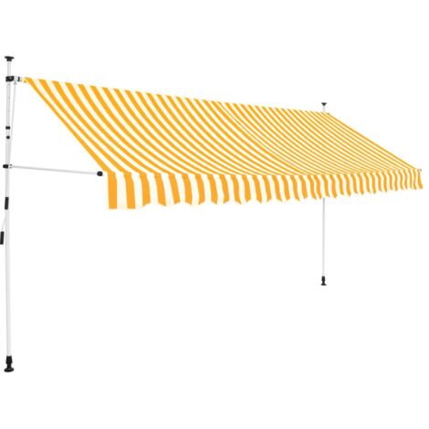 vidaXL Manual Retractable Awning 350 cm Orange and White Stripes