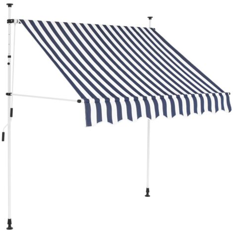 Einziehbare Markise Handbetrieben 200 cm Blau/Weiß Gestreift vidaXL