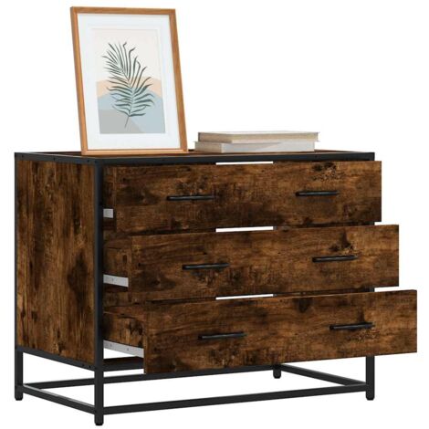 vidaXL Drawer Cabinet Smoked Oak 70x41x56 cm Engineered Wood