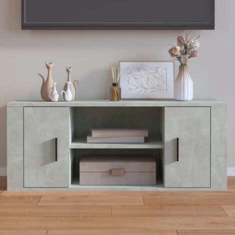 vidaXL TV Cabinet Concrete Grey 100x35x40 cm Engineered Wood (1/5)