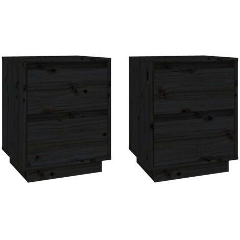 vidaXL Bedside Cabinets 2 pcs Black 40x35x50 cm Solid Wood Pine