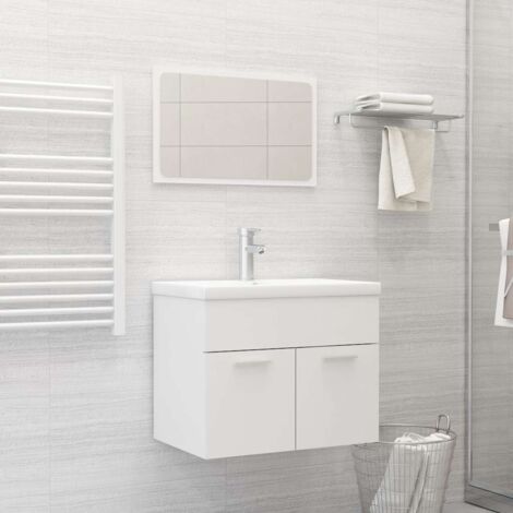 vidaXL 2 Piece Bathroom Furniture Set White Engineered Wood