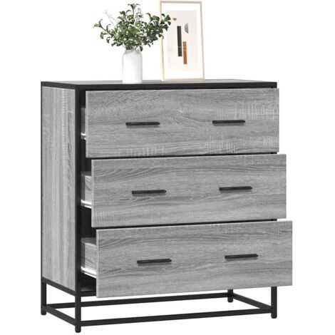 vidaXL Sideboard Grau Sonoma 68x35x76 cm Holzwerkstoff und Metall