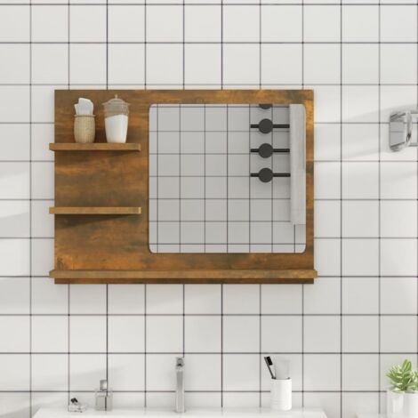 vidaXL Bathroom Mirror Smoked Oak 60x10,5x45 cm Engineered Wood