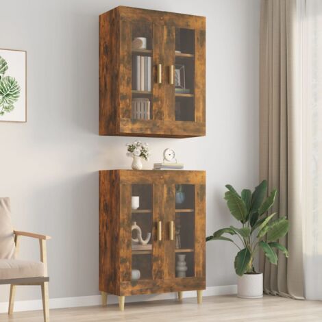 vidaXL Hanging Wall Cabinet Smoked Oak 69,5x34x90 cm