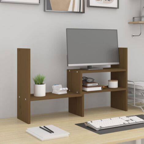 vidaXL Monitorständer Honigbraun (39-72)x17x43 cm Kiefernholz