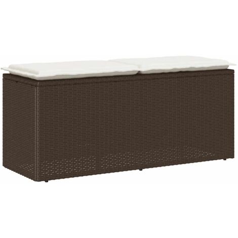 vidaXL Gartenbank mit Kissen Braun 110x40x44 cm Poly Rattan