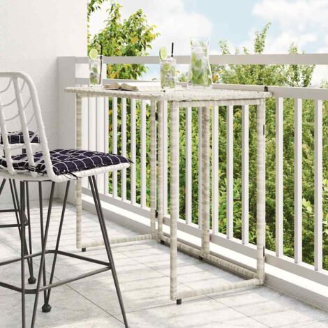 vidaXL Folding Garden Table Light Grey 90x51x75 cm Poly Rattan (1/5)