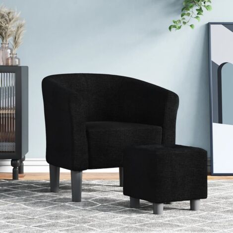 vidaXL Tub Chair with Footstool Black Fabric