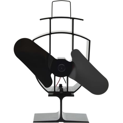 vidaXL Heat Powered Stove Fan 2 Blades Black