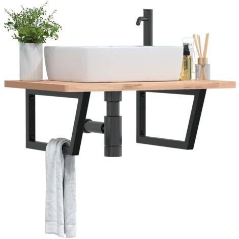 vidaXL Shelf Brackets for Washbasin 2 pcs Black Trapezium Steel