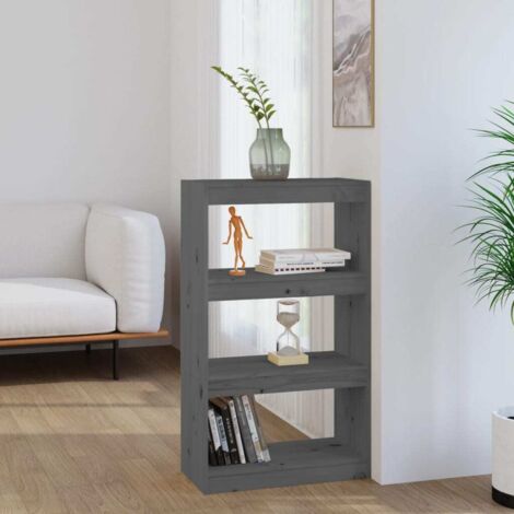 vidaXL Bücherregal/Raumteiler Grau 60x30x103,5 cm Massivholz Kiefer