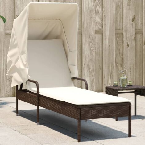 Sonnenliege mit Dach Braun Poly Rattan vidaXL606561