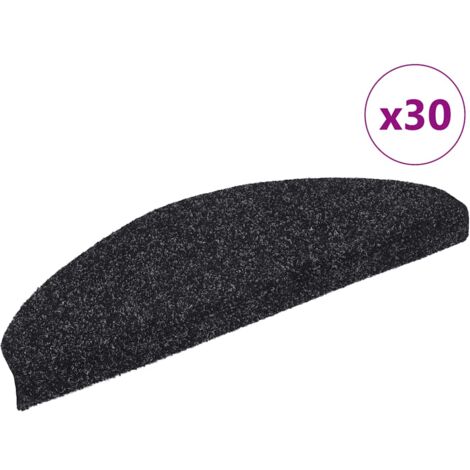 Stufenmatten Selbstklebend 30 Stk. 65x21x4 cm Schwarz Halbrund Groß vidaXL