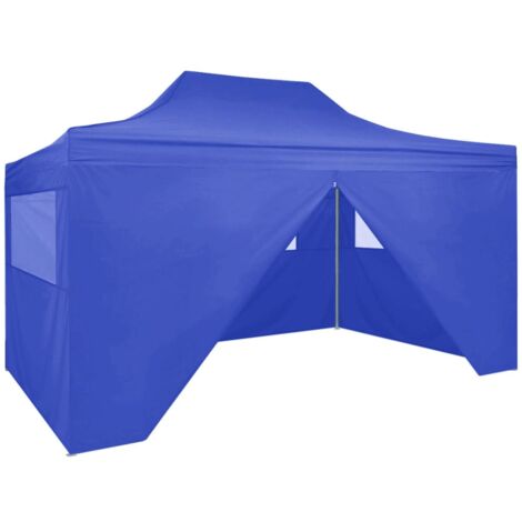 vidaXL Profi-Partyzelt Faltbar mit 4 Seitenwänden 3×4m Stahl Blau