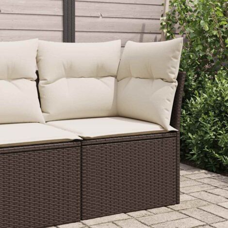 vidaXL Garden Sofa Corner with Cushions Brown Poly Rattan